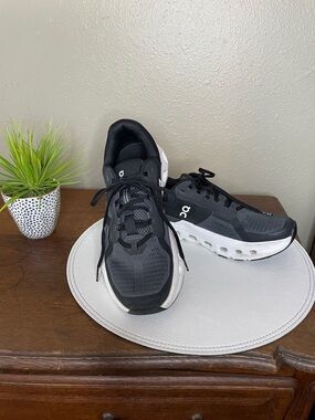 On Cloud - CloudRunner-  Black, White and Charcoal Gray Women's Athletic Shoes